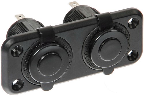 EXT-2 FLUSH MOUNT DOUBLE SOCKET 12/24V